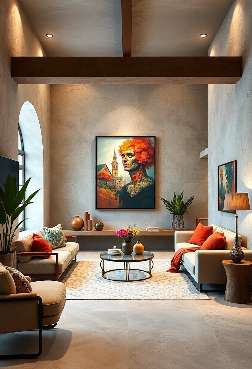 Creative Living Room Under-Stairs Spaces Enhanced with Stunning Artwork