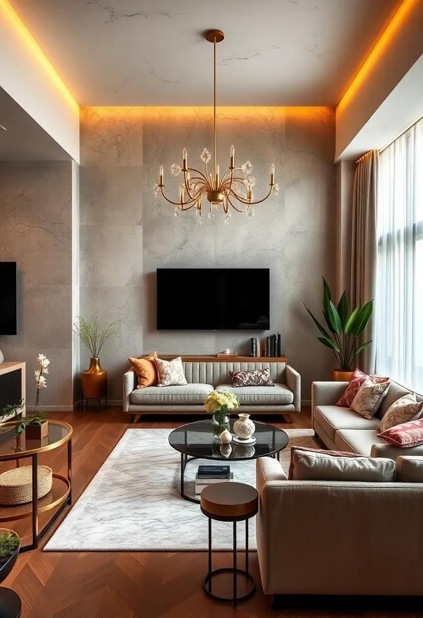Shimmer and Style: Exploring the Contemporary Glam Apartment Living Room