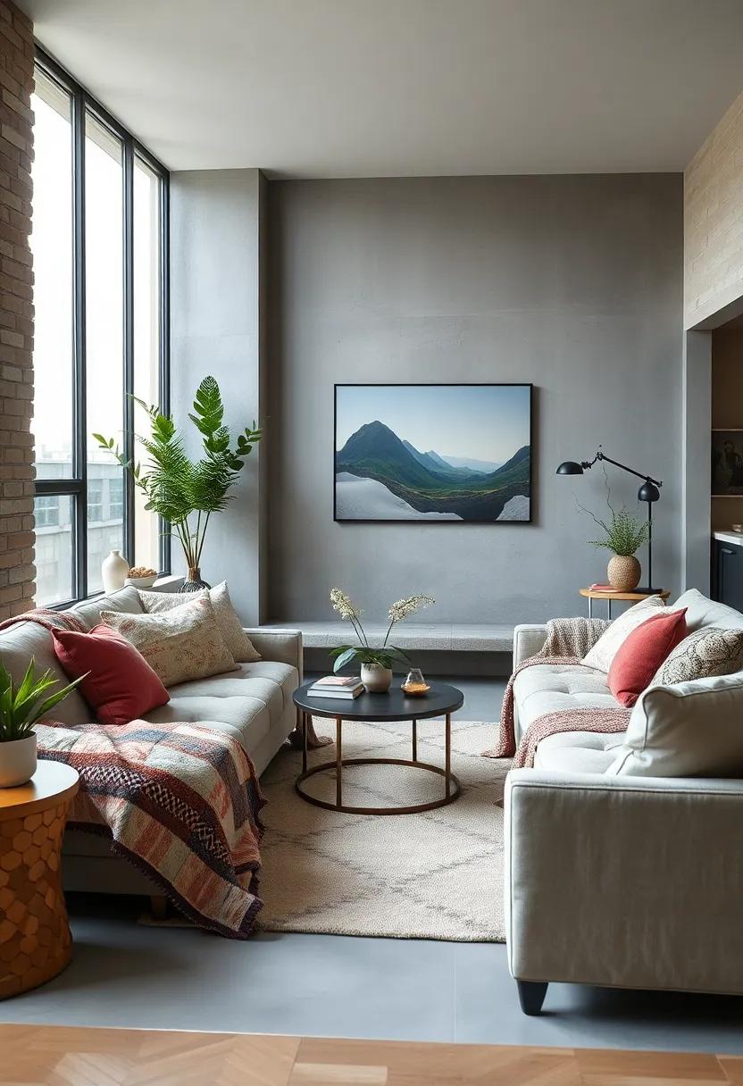 Rustic Patchwork Quilts Adding a Handmade Touch to a Sleek City Apartment Living Space