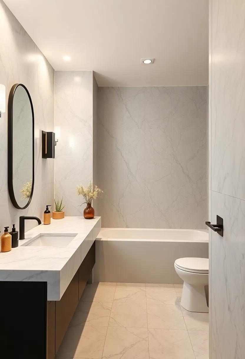 Classic Carrara Marble Countertops Paired With Matte Black Fixtures Creating A Chic Urban Look