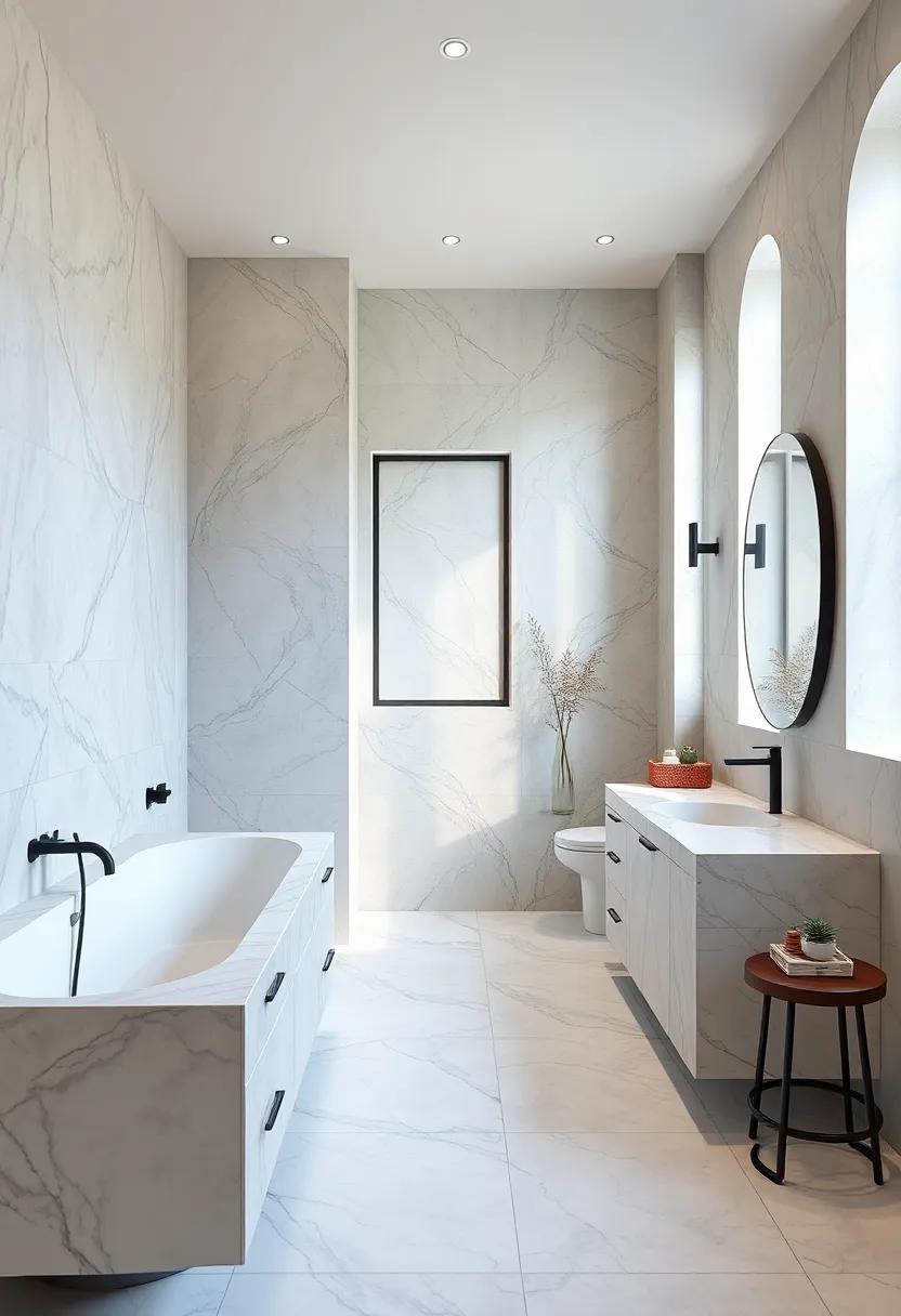 Contrasting Marble Edges On Vanity Units Offering A Modern Twist On Traditional Bathroom Design