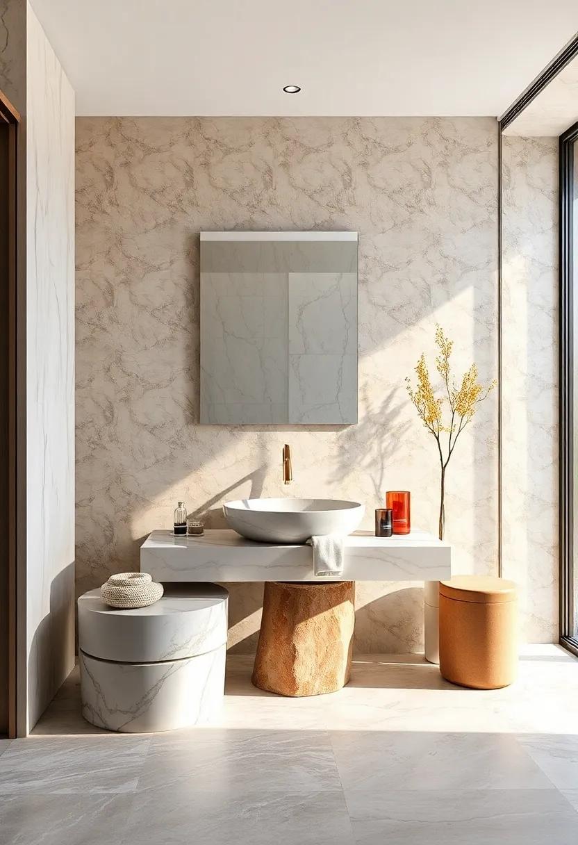 Marble Basin Stands With Sculptural Qualities Serving As Focus Pieces In Luxury Bathrooms
