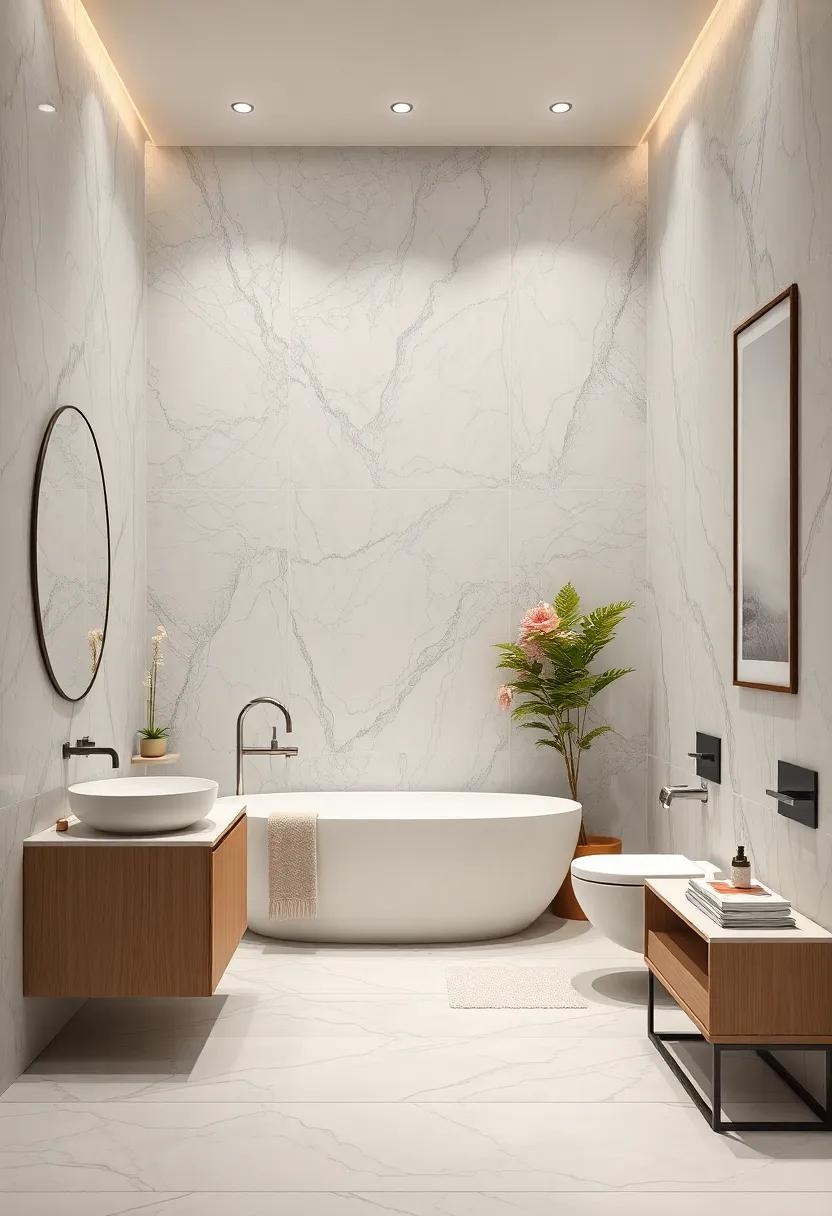 Textured Marble Accent Walls Adding Depth Through Natural Patterns and Subtle Color Variations