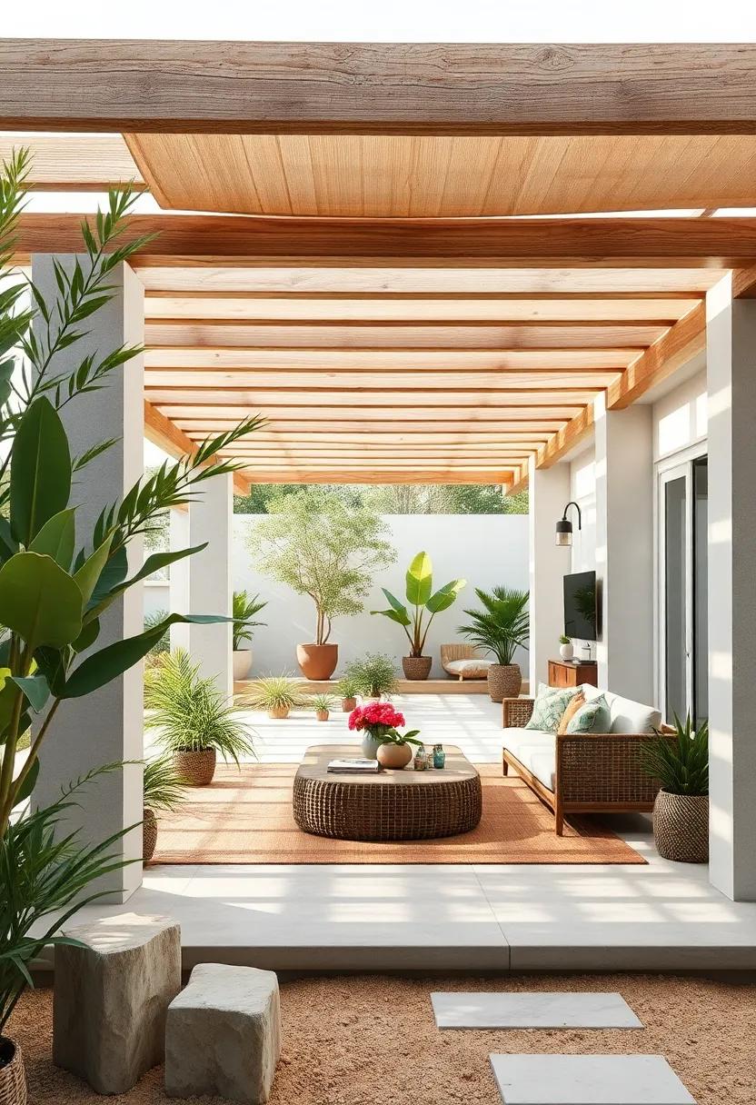 A Pergola Blending Seamlessly Into a Coastal Garden With Salt-Tolerant Plants and Sandy Paths