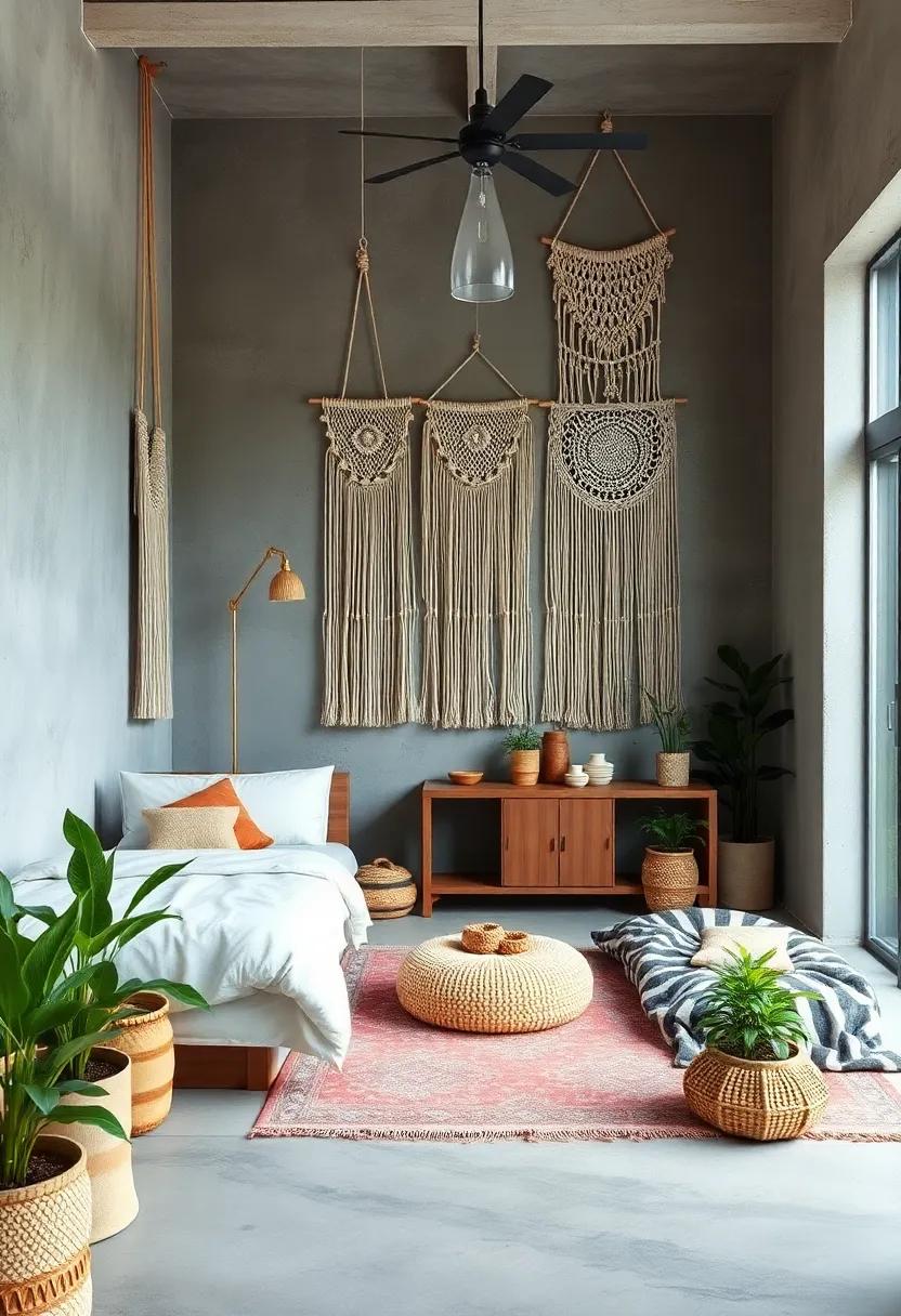 Warm and Inviting Boho Bedrooms Filled With Layered Macrame Textures and Potted Greenery