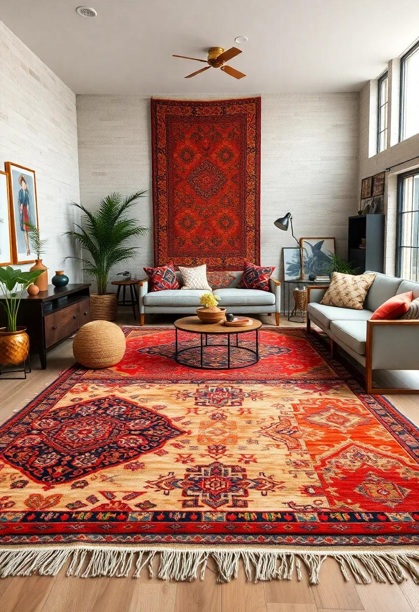 Layering Diverse Rug Sizes and Shapes to Craft Unique Boho Eclectic Floor Art