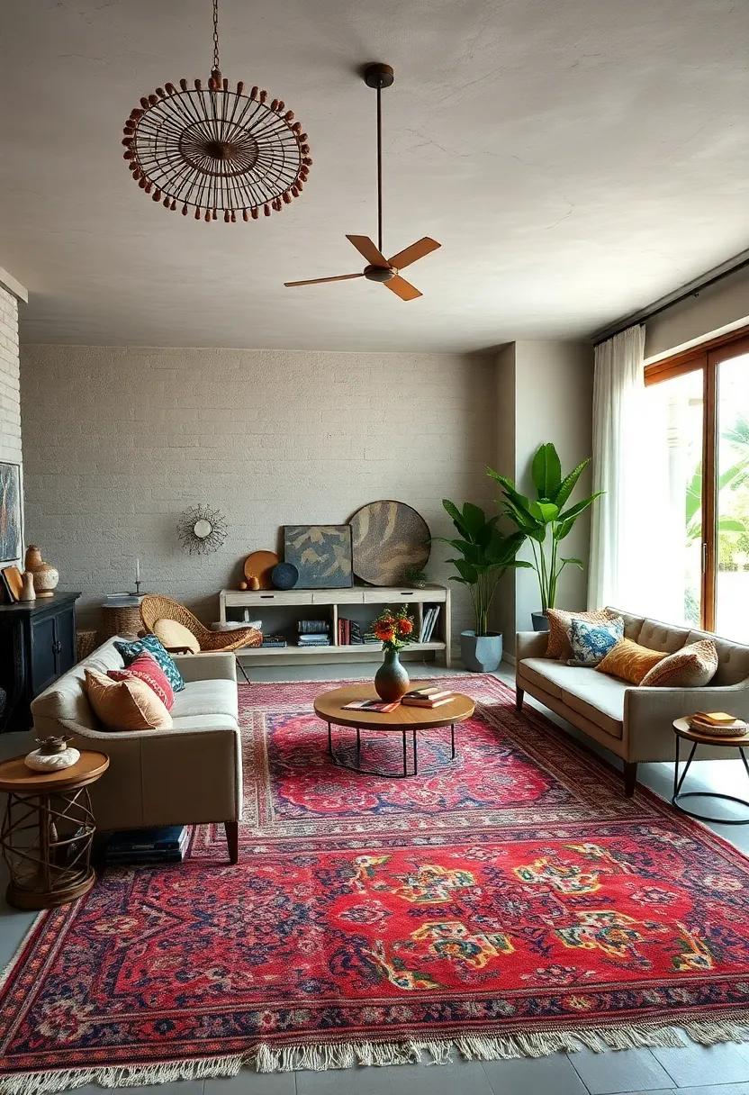 Vibrant Patterns of Antique Rugs Adding Eclectic Flair and Personality to Living Areas