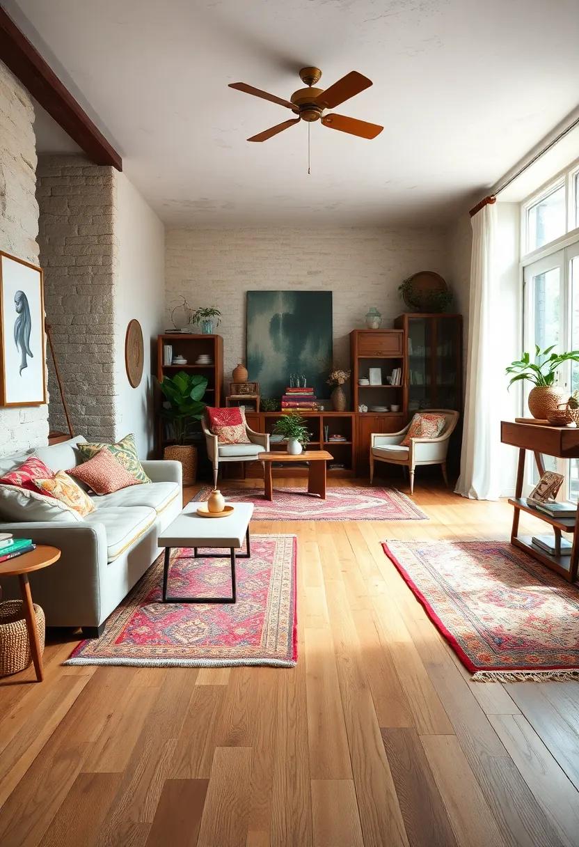 Mixing Bold Colors and Muted Hues Through Vintage Rugs for Balanced Boho Vibes