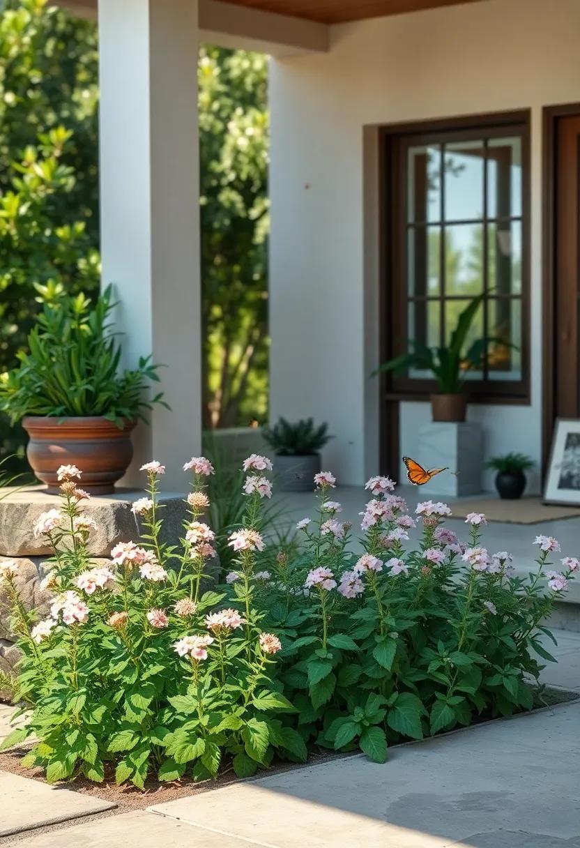 Delicate Catnip Flowers Surrounded by Butterflies and Bees on a Warm Summer Afternoon