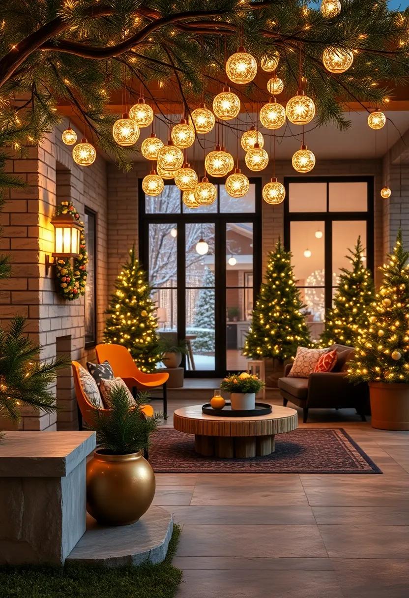 Classic Nutcracker Soldiers Guarding a Front Path Flanked by Peppermint String Lights and Evergreen Bows