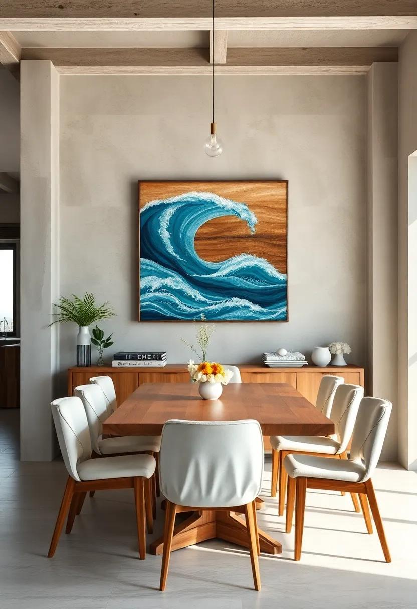 Reclaimed Wood Wall Art Featuring Abstract Ocean Waves to Inspire Tranquility and Breezy Calmness