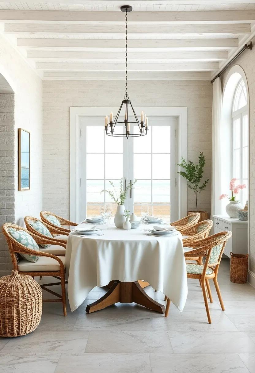 Organic Cotton Tablecloths in Light Seafoam Shades Emulating Calm Coastal Waters and Tranquil Skies