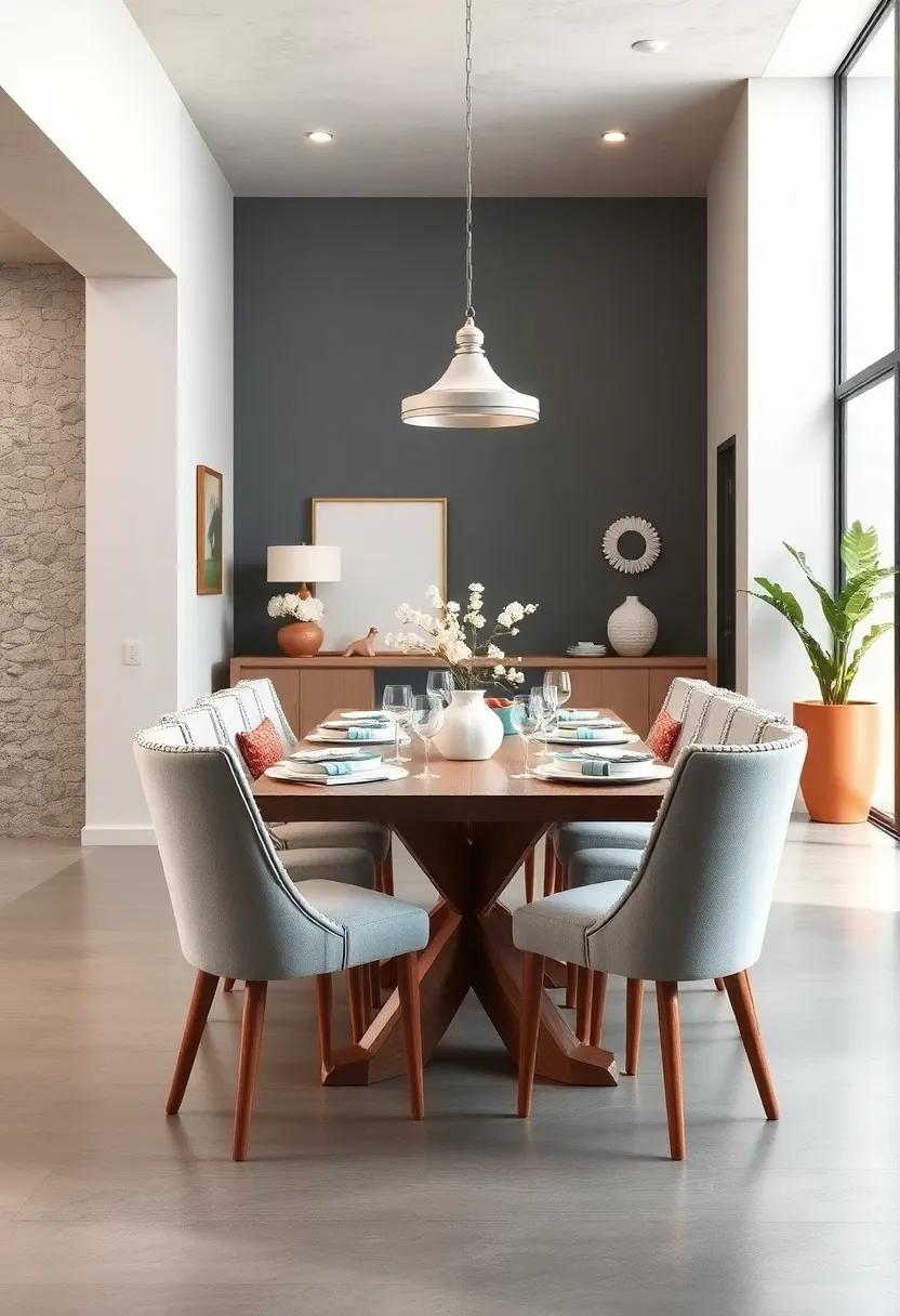 Coral and Nautical Knot Decor Elements Enhancing the Maritime Charm of a Serene Dining Space