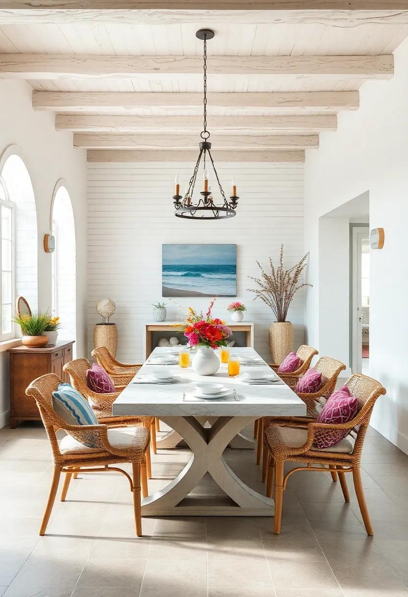 Bright Whitewashed Walls Offering a Crisp, Clean Background to Highlight Coastal Textures and Colors
