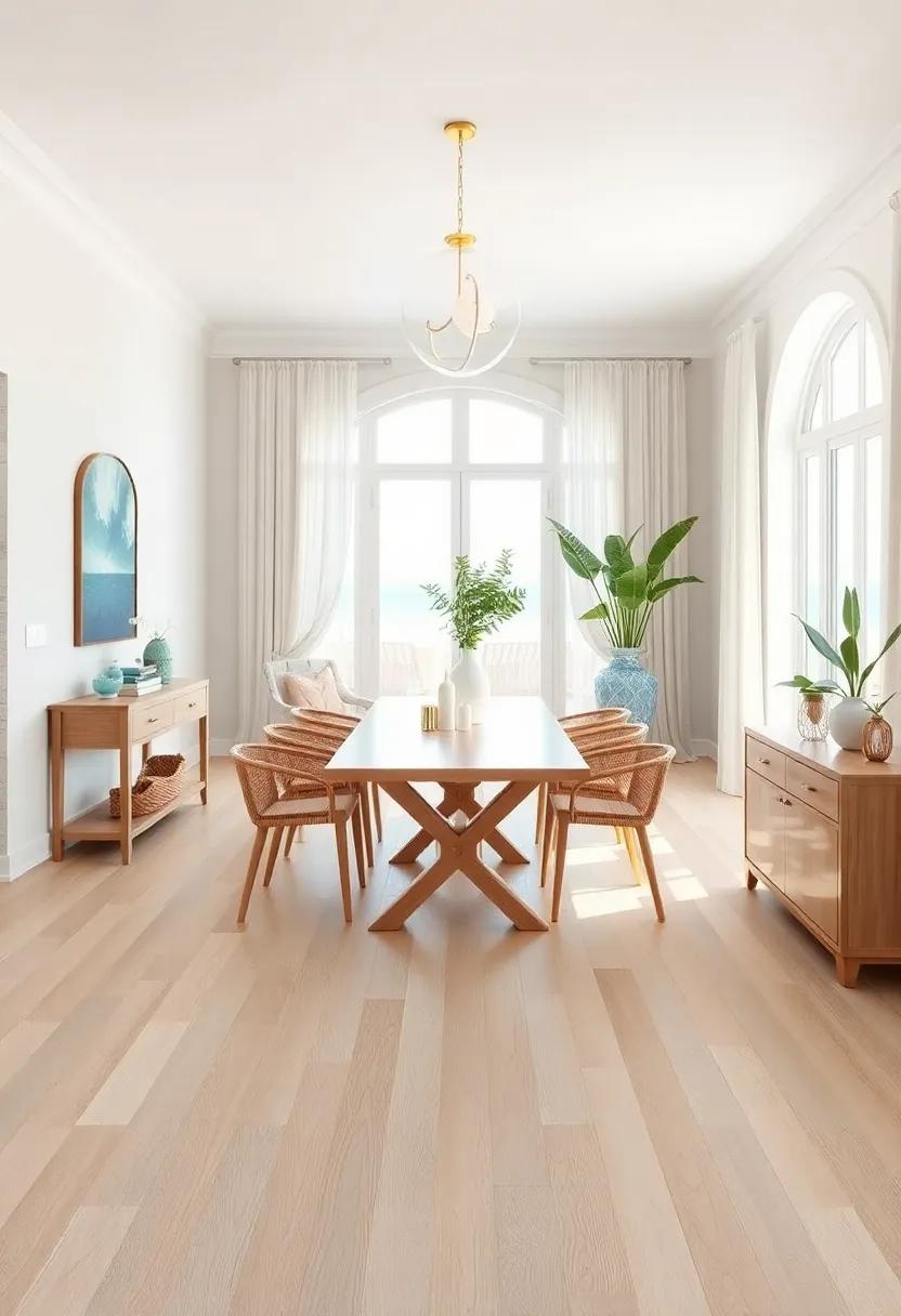 Light Wood Flooring with a Weathered Finish to Resemble Sun-bleached Driftwood on the Beach