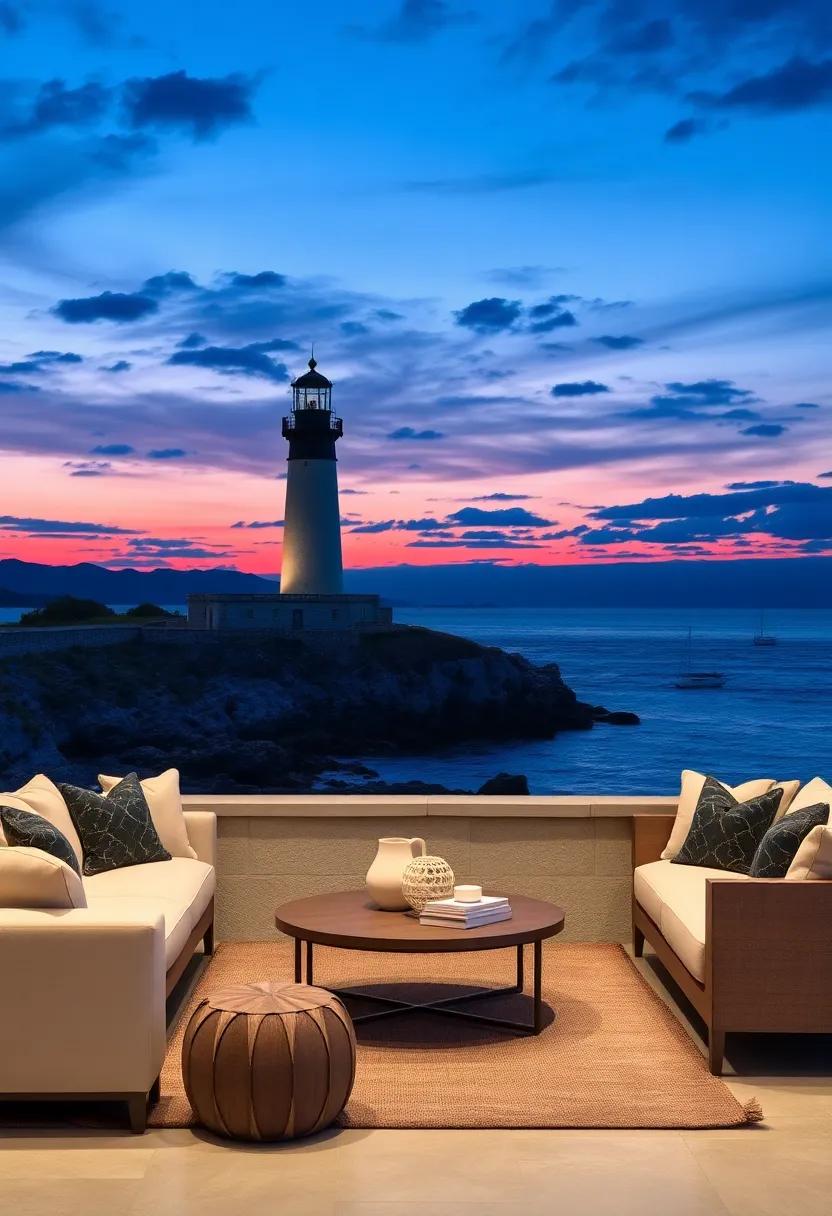 Majestic Lighthouse Silhouettes Against Twilight Skies Evoking Safe Harbor and Timeless Coastal Heritage