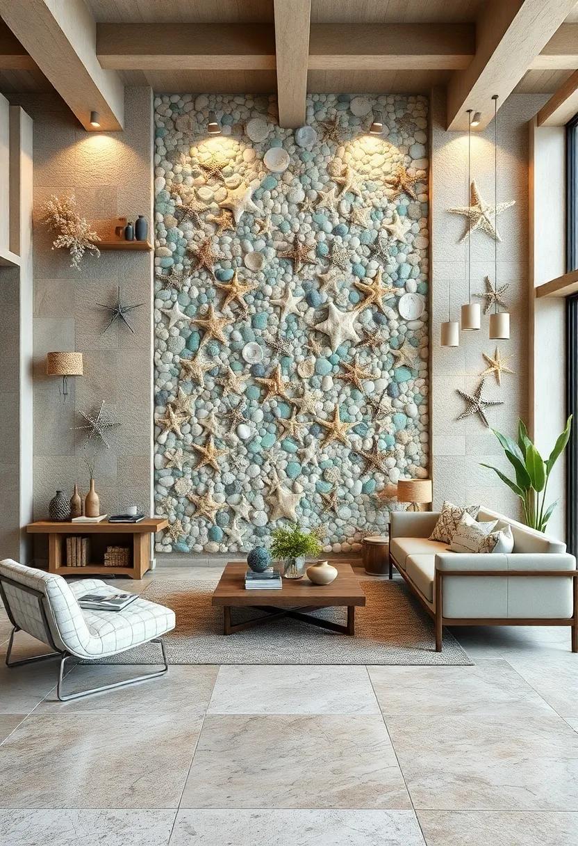 Inspired Ocean Floor Mosaics Featuring Starfish, Pebbles, and Shells Transformed Into Wall Masterpieces