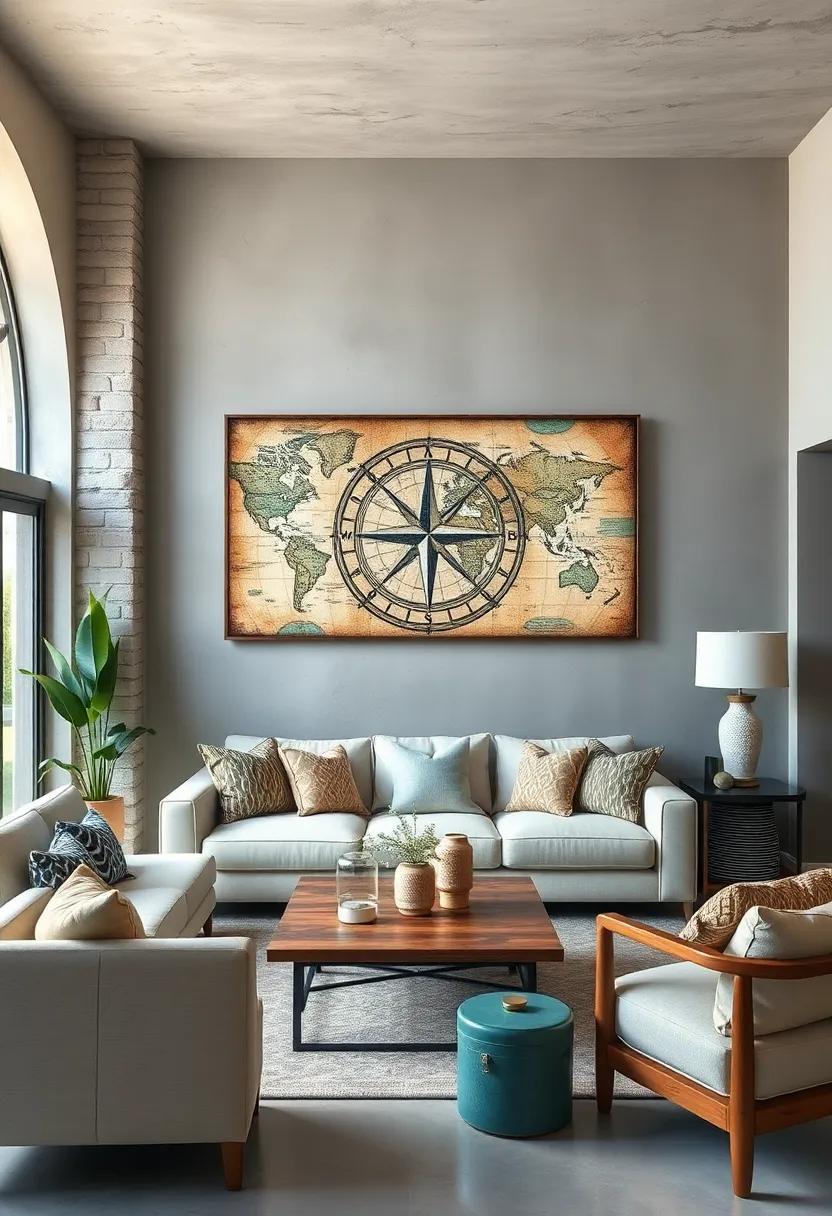 Weathered Nautical Maps and Compass Designs Blending History with Coastal Charm for a Classic Look