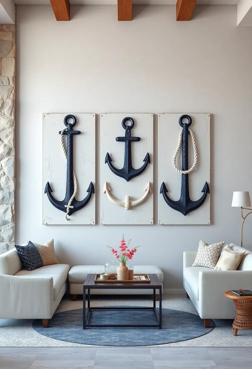 Anchors and Sail Ropes Arranged in Bold Monochrome Contrasts Evoking Nautical Strength and Tradition
