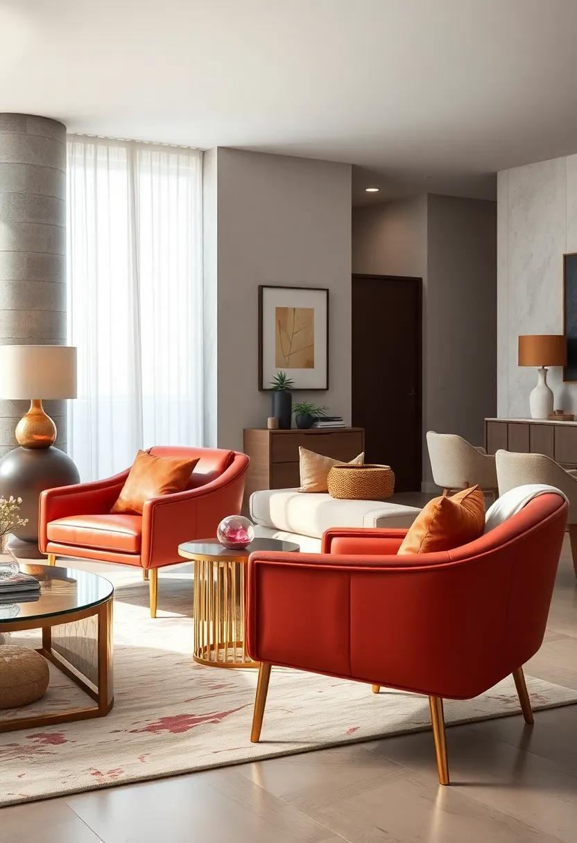 Stylish Accent Chairs with Patent Leather and Metallic Legs Adding Edge to a Glamorous Sitting Area