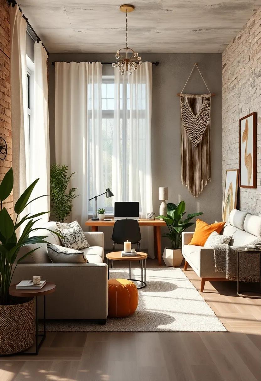 A Cozy Nook with Sheer Linen Curtains and Handcrafted Macramé Wall Hangings That Evoke Tranquility