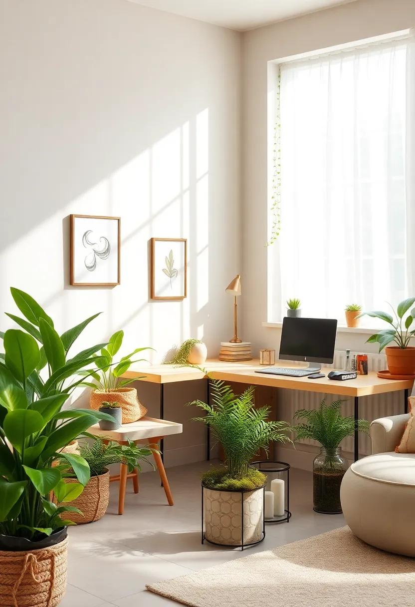 Sun-Dappled Corners with Potted Ferns and Moss Terrariums Creating a Lush Cottagecore Oasis Indoors