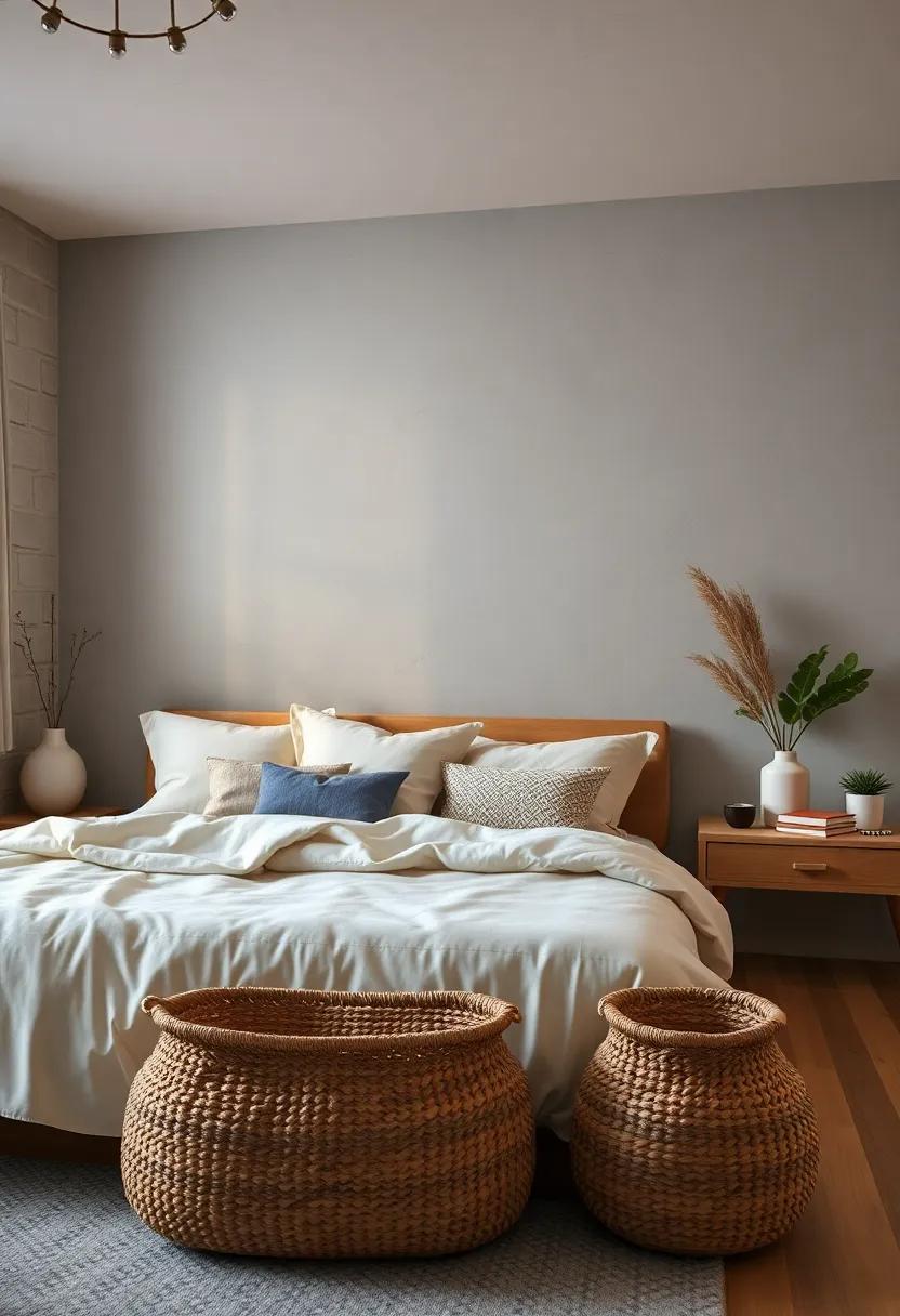 Woven Baskets for Storage Adding Practicality and Natural Texture to the Bedroom Decor