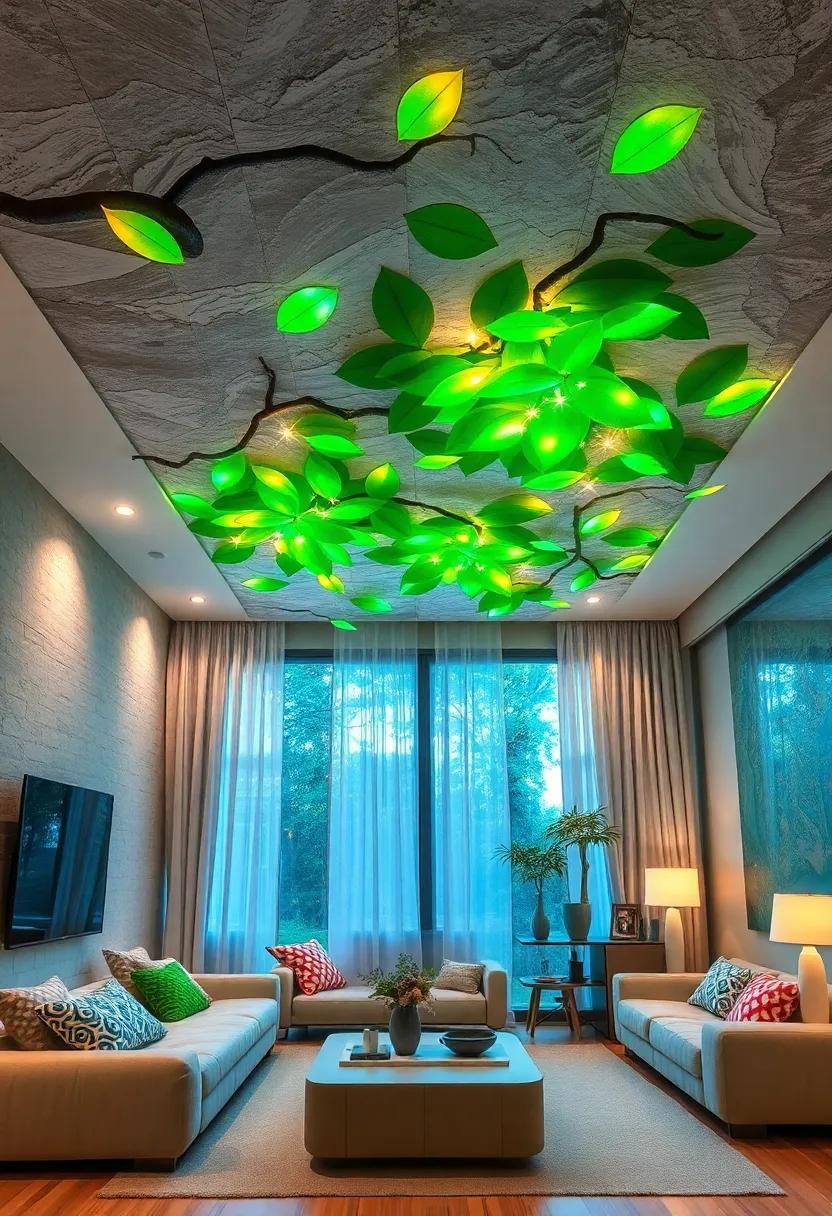 Enchanted Forest Canopies with Glowing Leaves and Twinkling Fireflies Bringing Nature Indoors