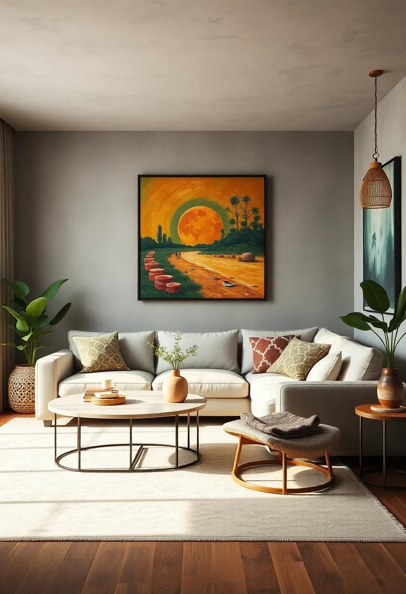 Interweaving Bohemian and Industrial Art Themes for a Personalized Living Room Vibe