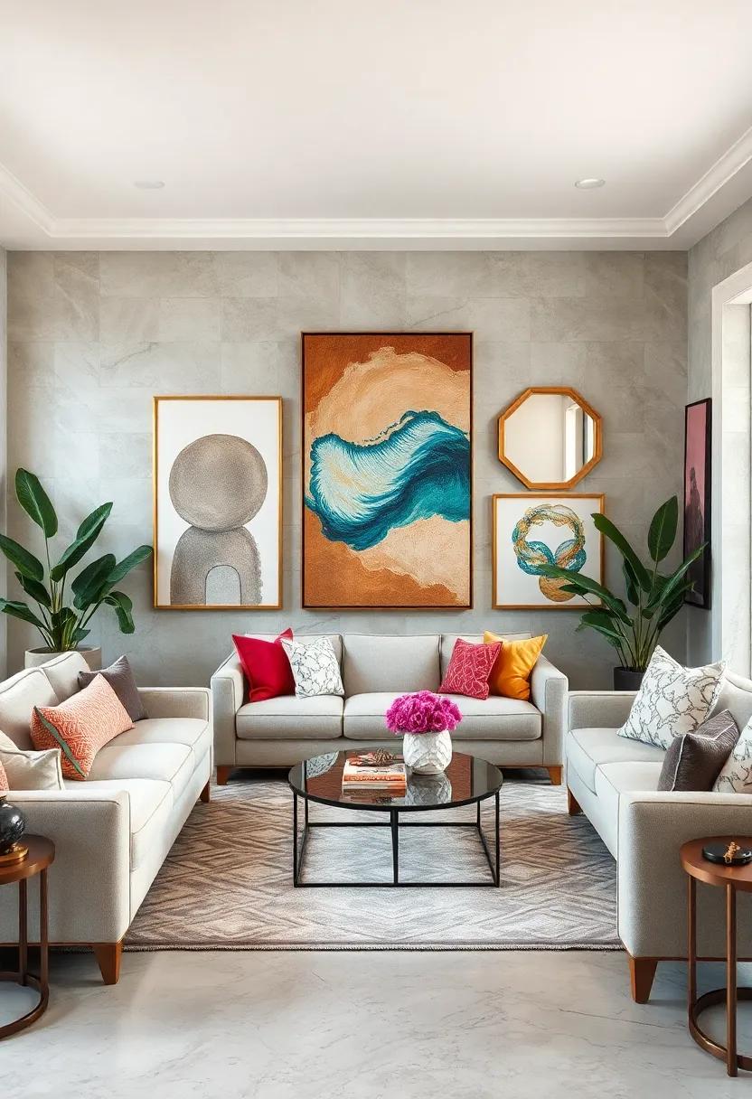 Creating Depth and Intrigue with Layered Eclectic Art Arrangements and Mirrors