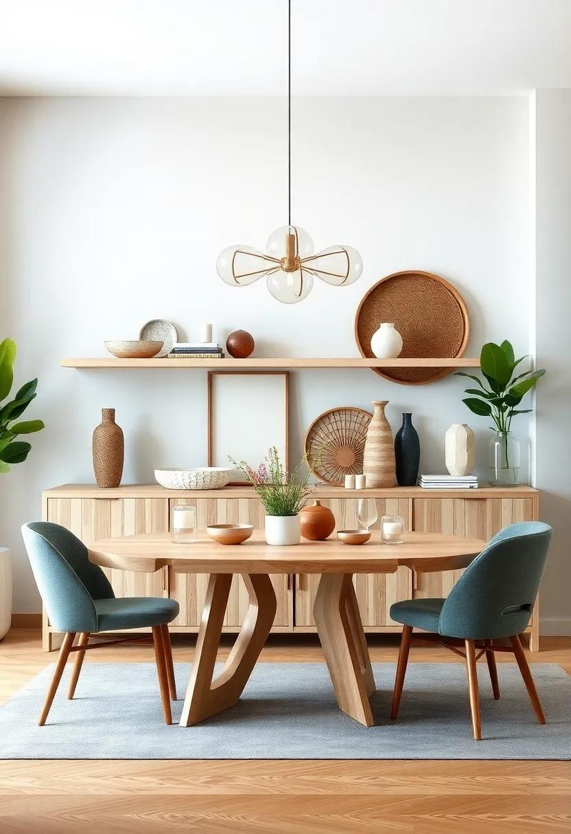 Scandinavian Influenced Buffet With Clean Lines, Light Wood, and Simple Ceramic Accents for a Calm Dining Space