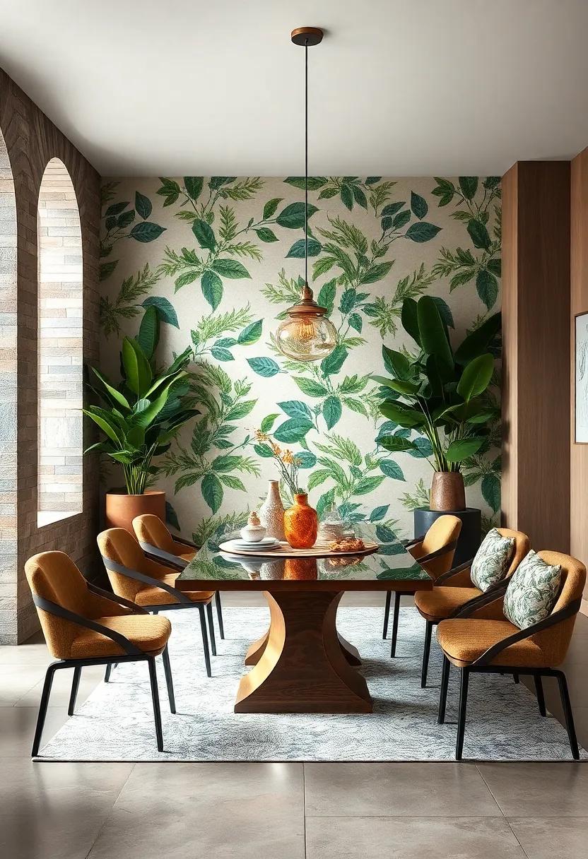 Dining Room Wallpaper Trends Featuring Bold Botanical Prints and Lush Greenery to Bring Nature Indoors