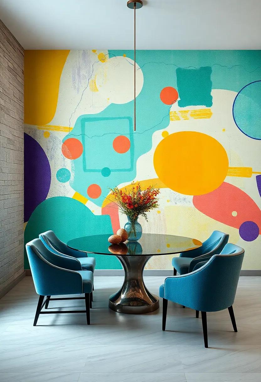 Futuristic Abstract Designs That Combine Bold Colors and Dynamic Shapes for a Cutting-Edge Dining Look