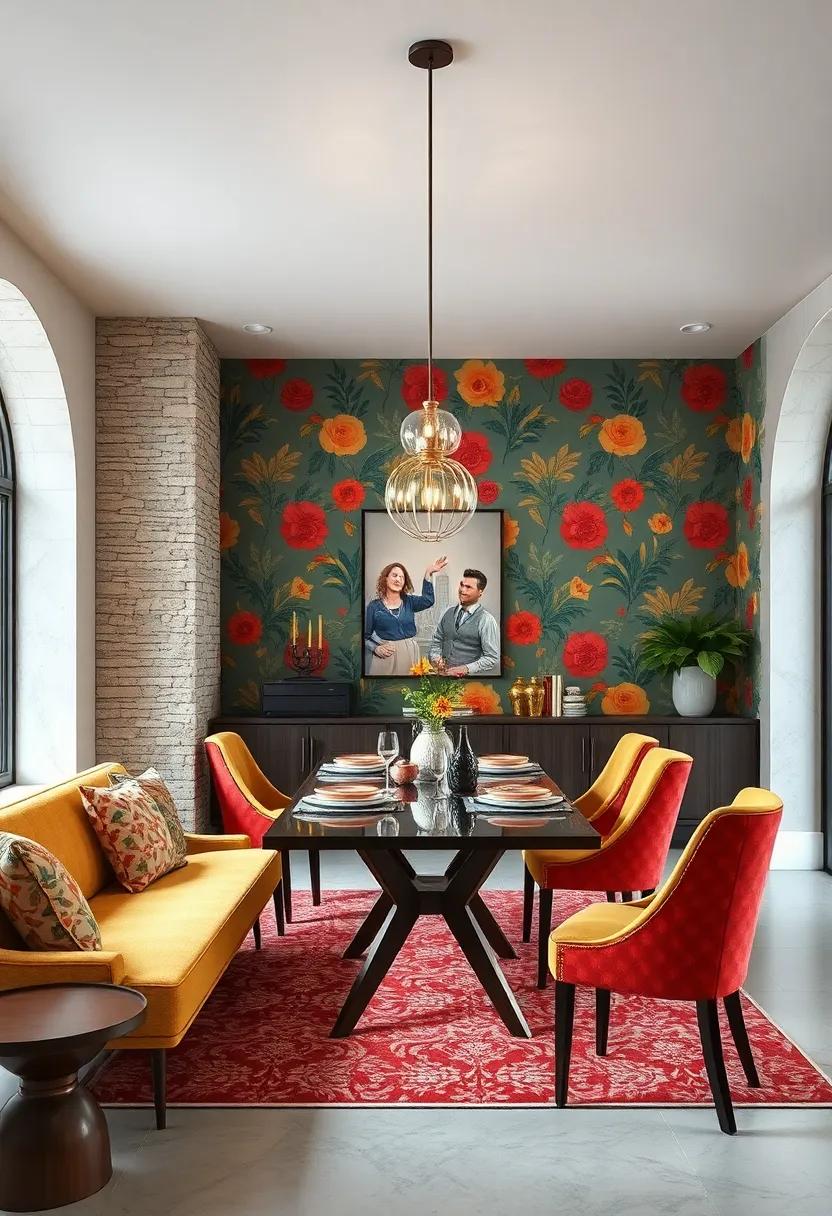 Playful Retro Patterns in Bright Colors Reviving Mid-Century Charm and Fun for Contemporary Dining Rooms