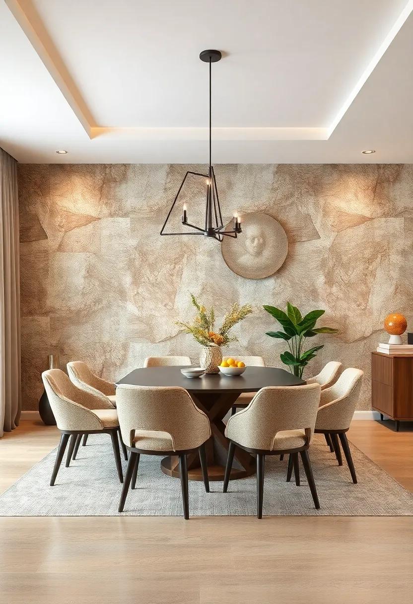 Rustic and Earthy Wallpaper Motifs Showing Natural Elements Like Wood Grain and Clay Textures