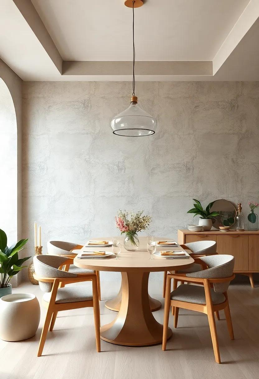 Soft Pastel Hues Blending Seamlessly with Light Wood Furnishings for a Calm, Inviting Dining Atmosphere