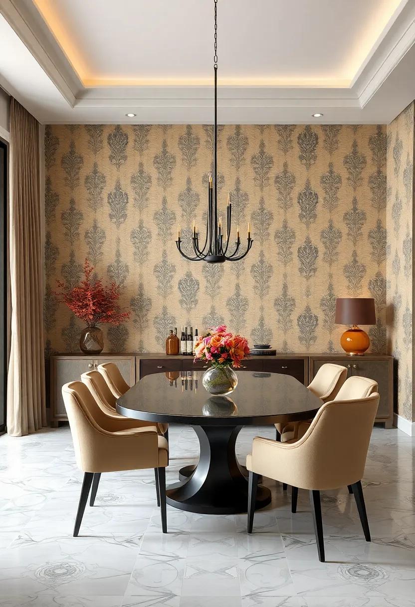 Vintage-Inspired Wallpaper with Classic Damask Patterns to Infuse Dining Rooms with Old-World Charm