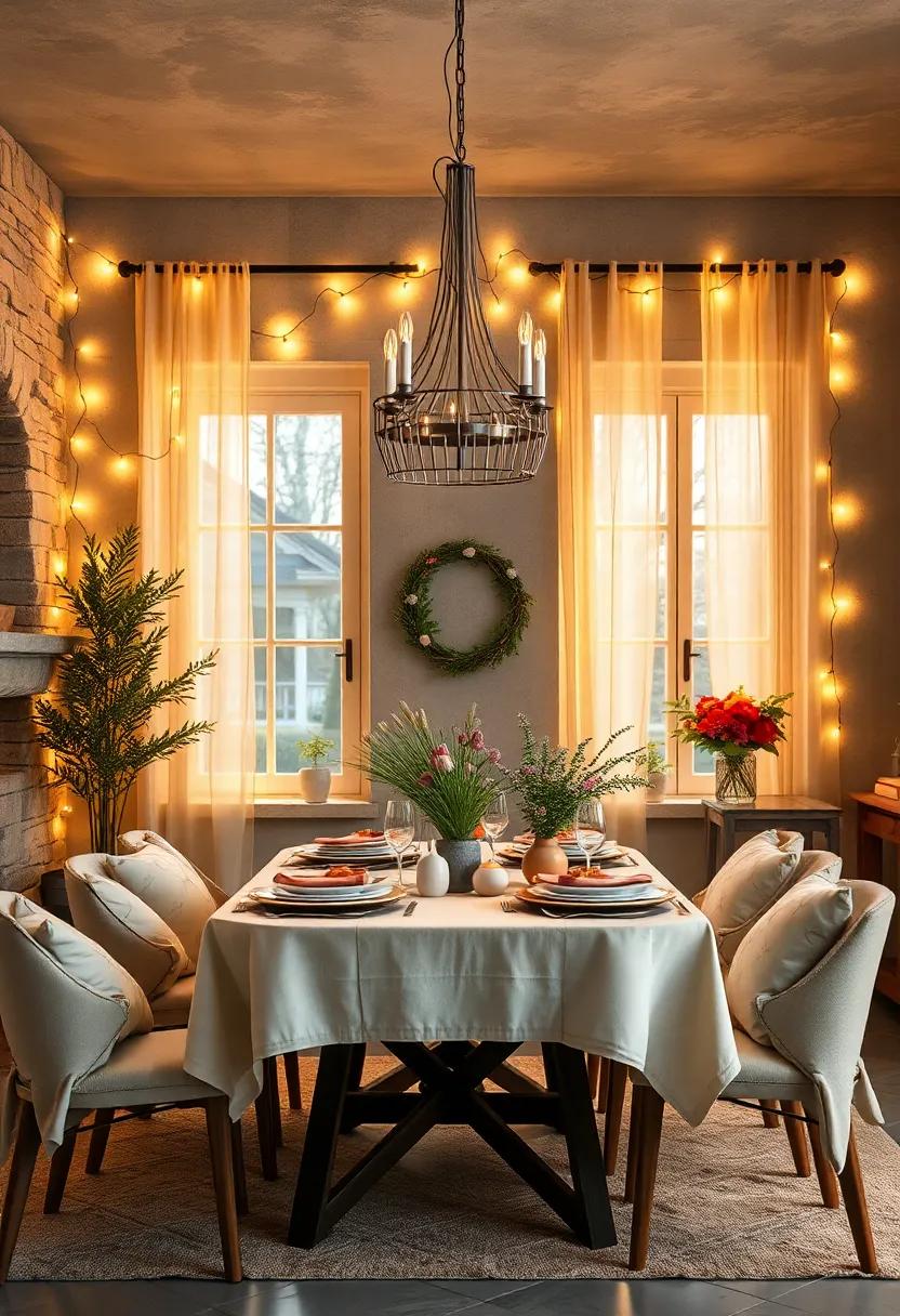 Twinkling Fairy Lights Draped Around Window Frames Invoking Soft Glow And A Magical Easter Evening