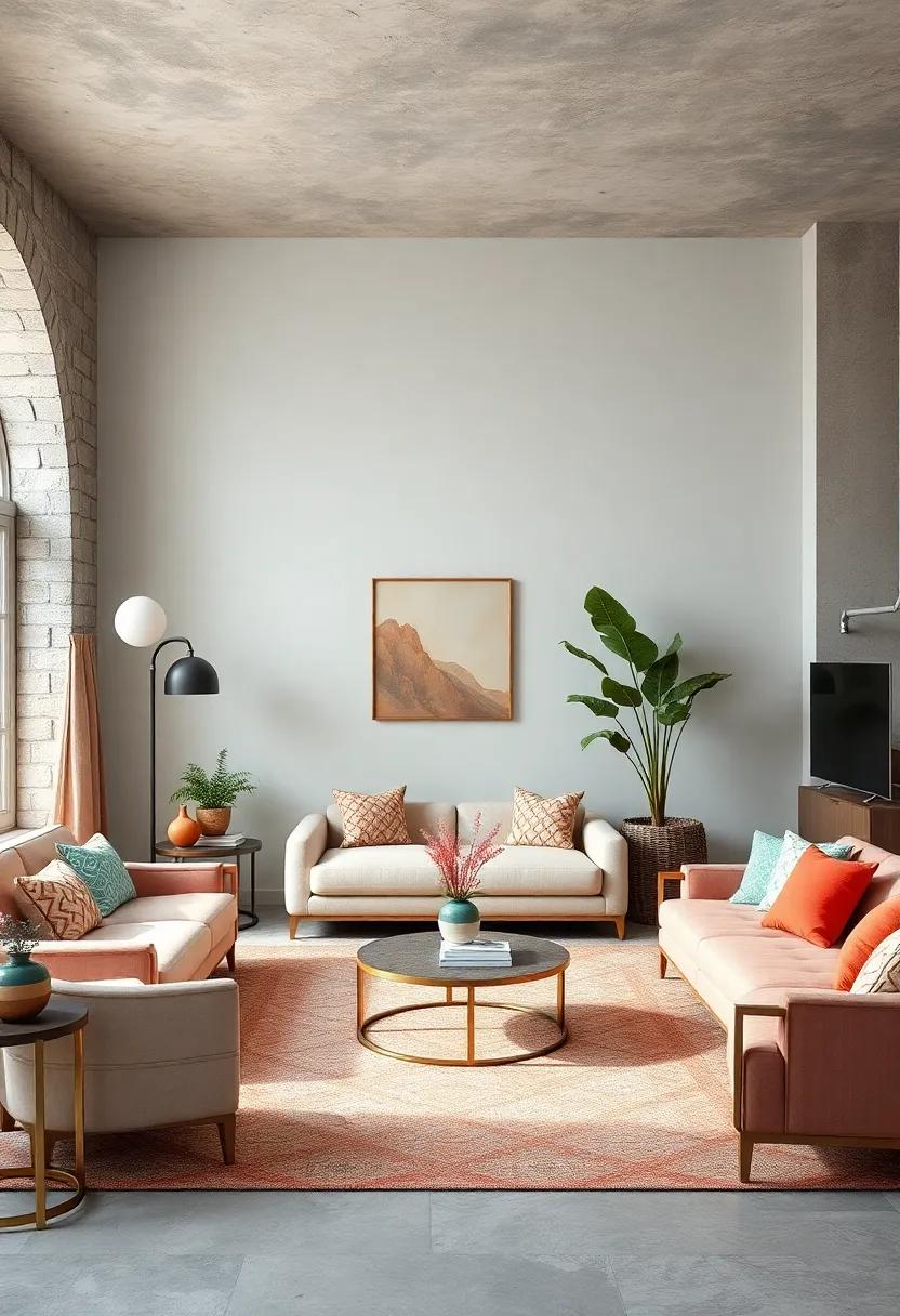 Accents of Coral and Mint On Neutral Backgrounds Evoking Coastal Eclectic Interiors