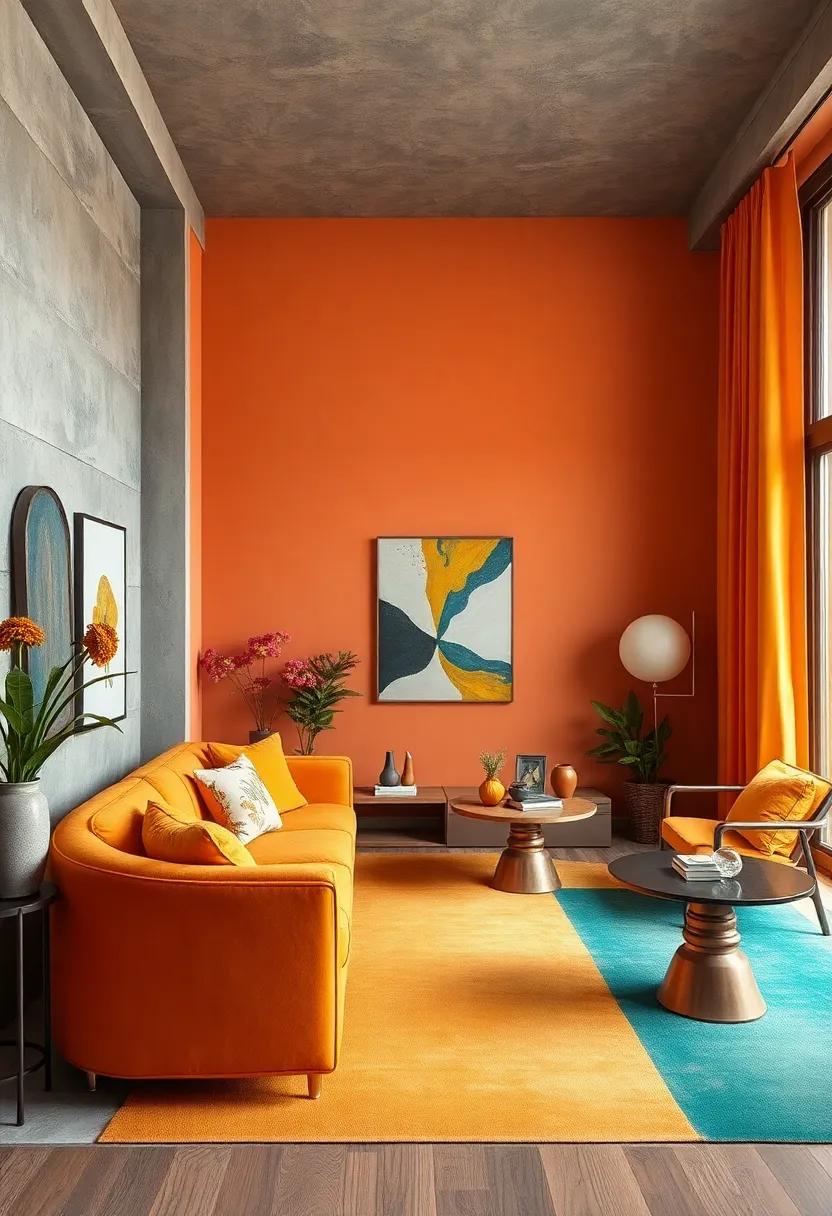 Bright Cerulean and Tangerine Combined with Natural Wood for Funky Yet Cozy Spaces