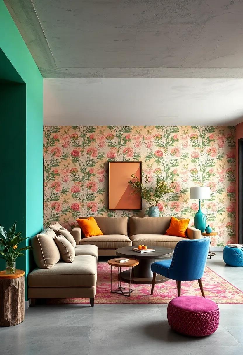 Mixing Vintage Floral Wallpapers With Contemporary Bold Colors to Fuse Old and New Aesthetics
