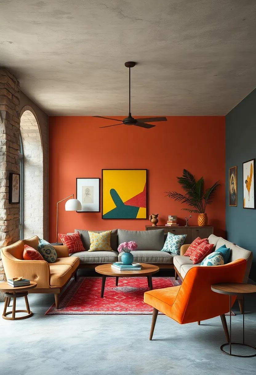 Retro Vibes Through the Fusion of Muted Colors and Bright Vintage Accessories in Modern Spaces