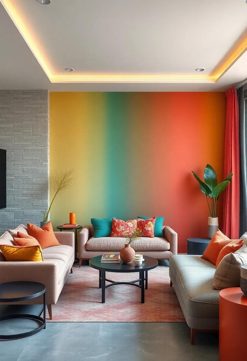 Unexpected Color Gradients Running Through Walls and Furnishings for a Dynamic Vibe