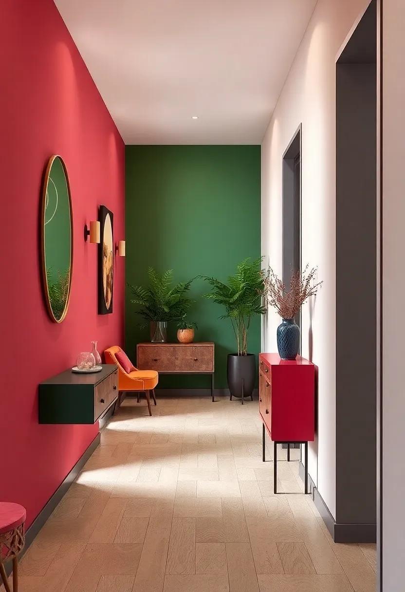 Bold Jewel Tones Bringing Warmth and Depth to Narrow Hallway Walls