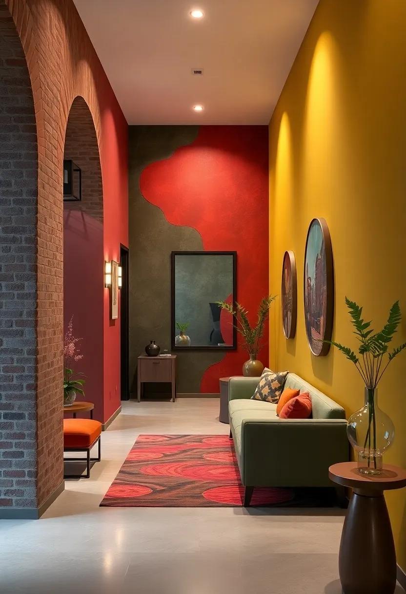 Multicolored Striped Carpets Adding Rhythm and Fun to an Eclectic Hallway Look