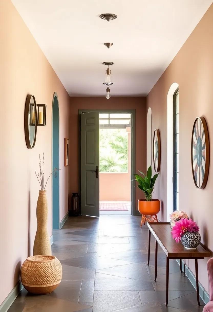 Rustic Colors Paired With Bold Bright Accents for Earthy and Energetic Hall Designs