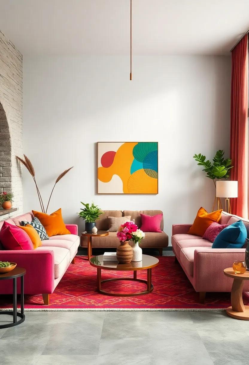 A Vibrant Color Palette Combining Jewel Tones and Neutrals to Create an Inviting Eclectic Ambiance