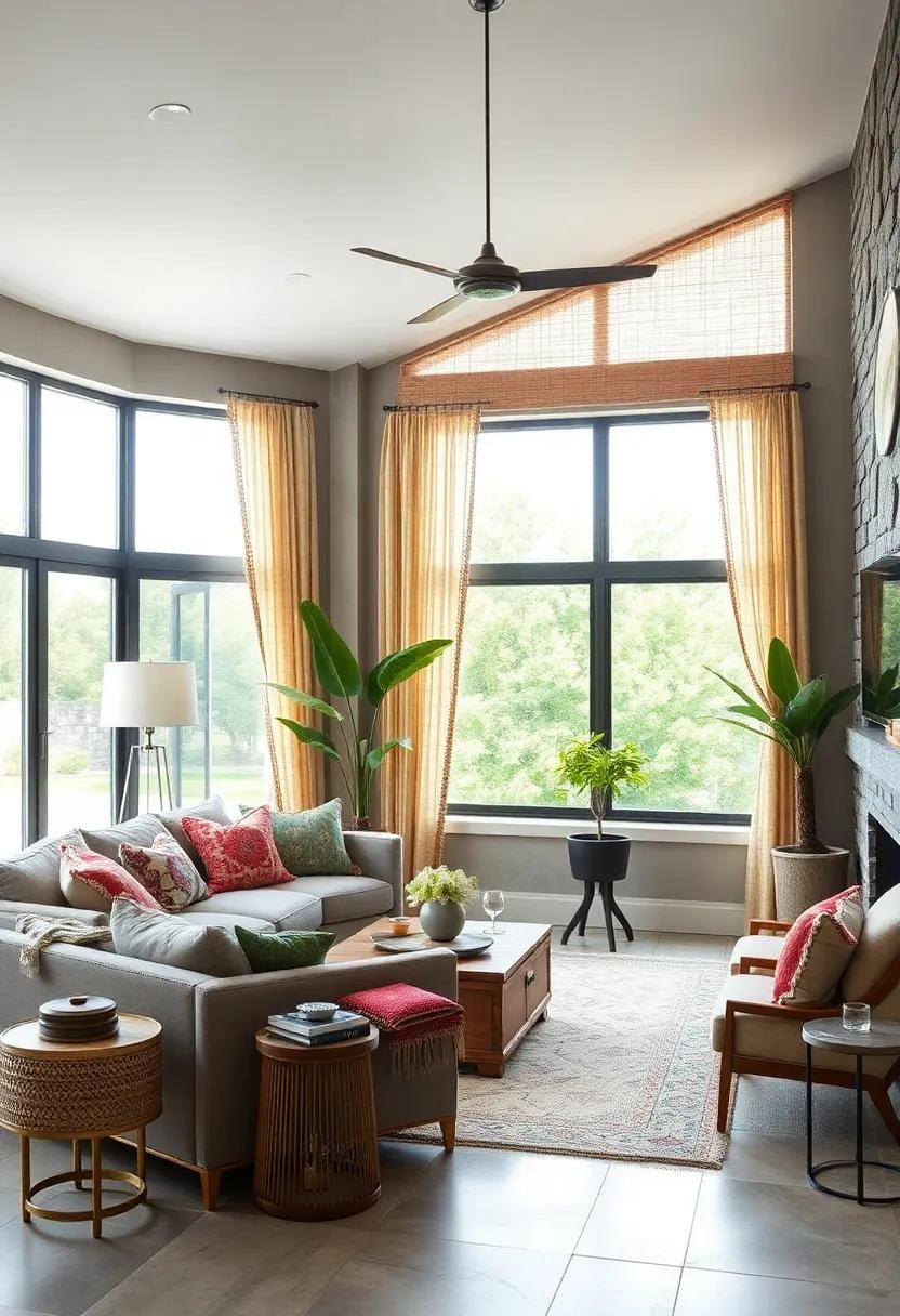 Boho-Chic Window Treatments Using Layered Fabrics and Patterns to Soften and Warm Natural Light