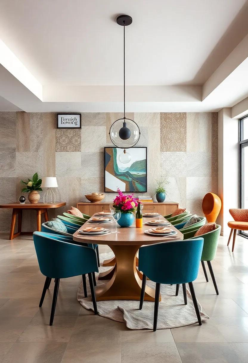 Greenery and Plant Life Thriving in Eclectic Dining Rooms with Daring Wall Palettes
