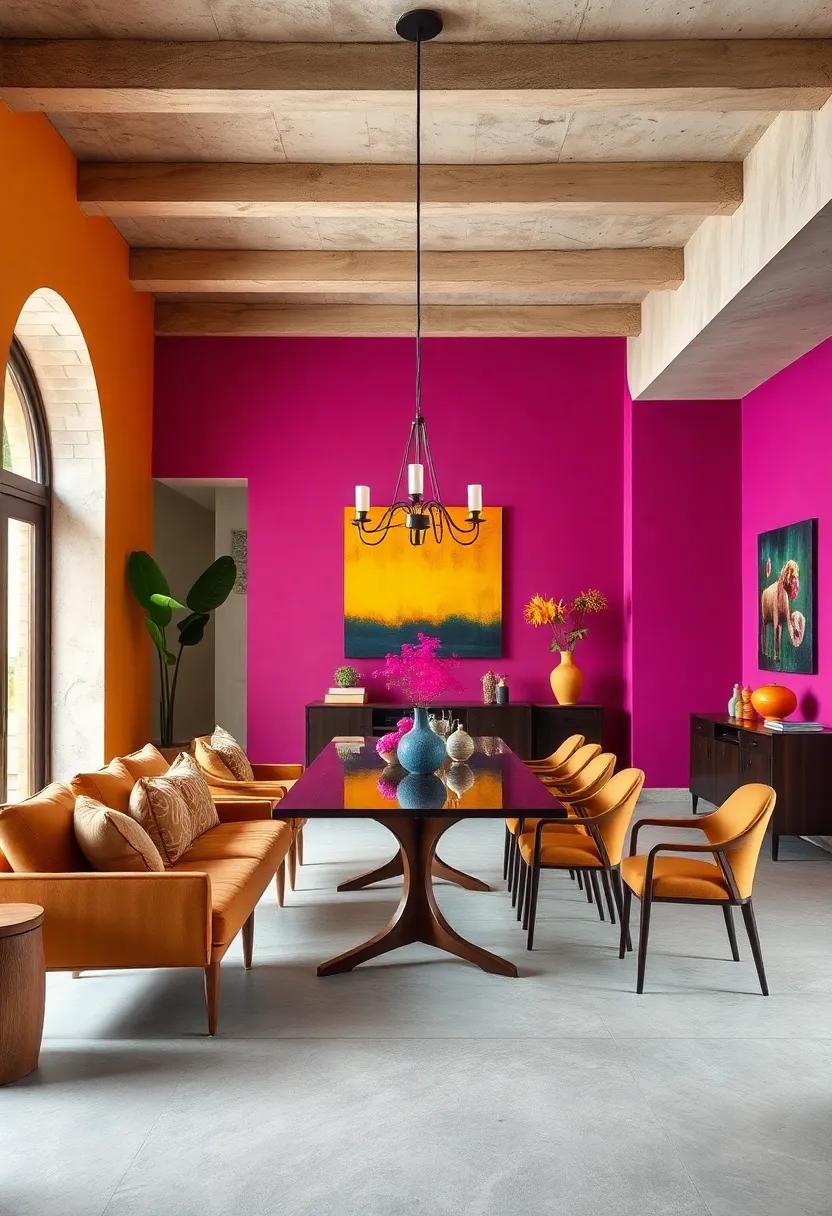 Juxtaposing Minimalist Furniture Silhouettes with Intense, Energetic Wall Shades